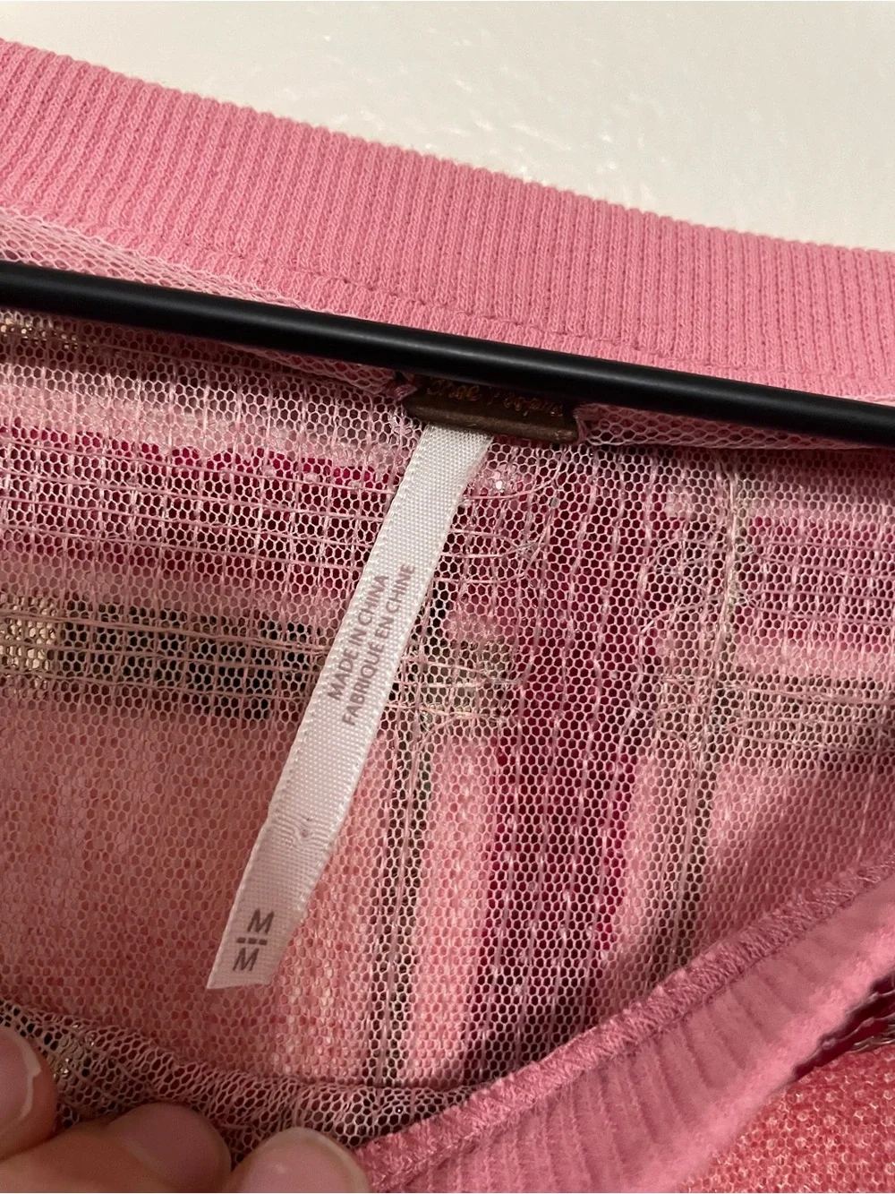 Free People Pink Plaid Sequin Cropped Top